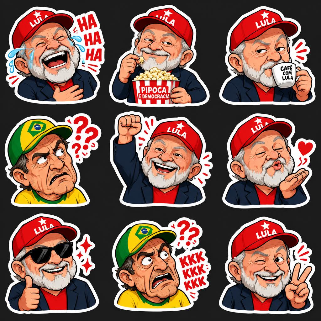 Prévia das figurinhas de meme do Lula